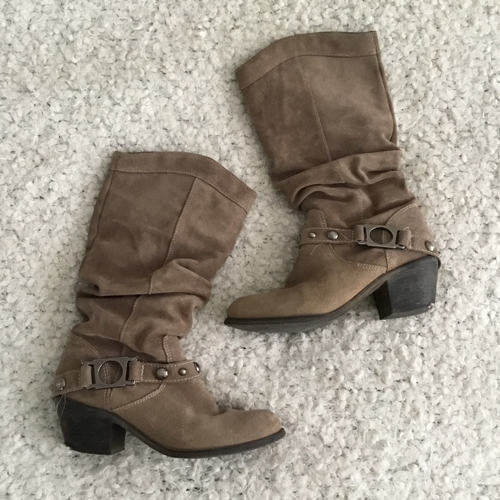 Suede Cowboy Studded Tall Boots